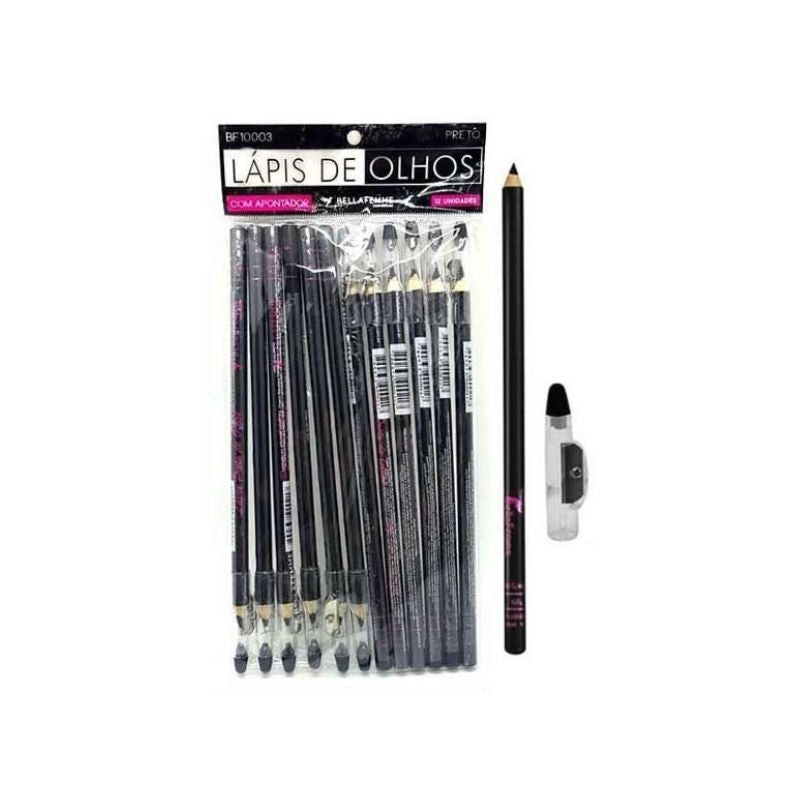 BF10003 - Lápis Preto de Olhos com Apontador Bella Femme