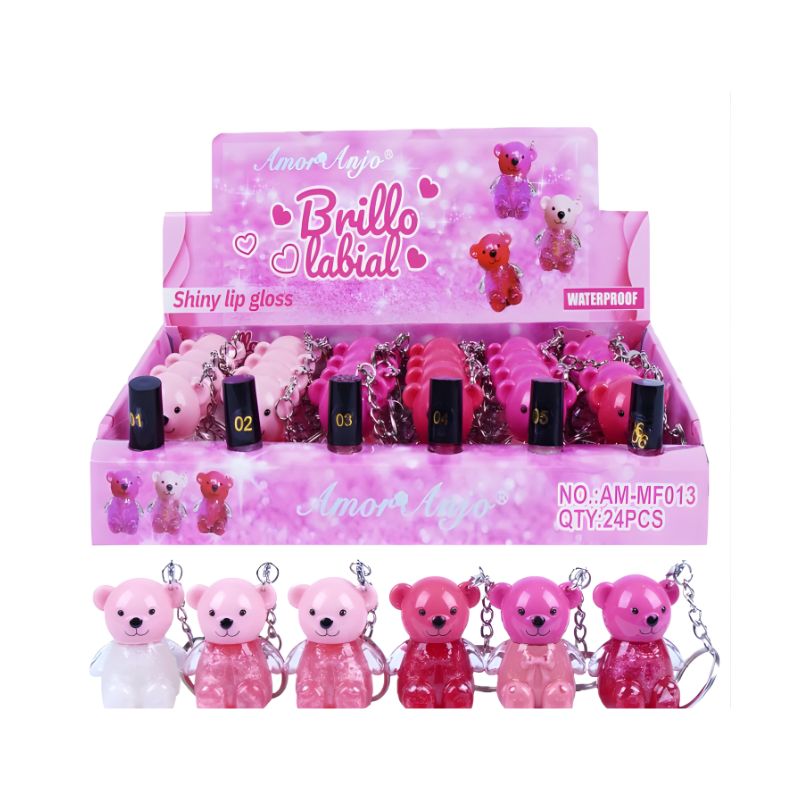 AMMF013 - Brilho Labial com Chaveiro Ursinho Amor e Anjo