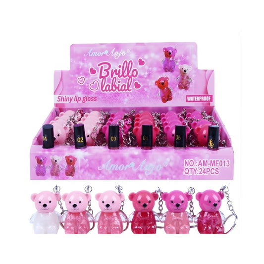 AMMF013 - Brilho Labial com Chaveiro Ursinho Amor e Anjo