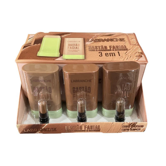 LA7265 - Bastão Facial 3 em 1 - Base Corretivo e Contorno Labranche
